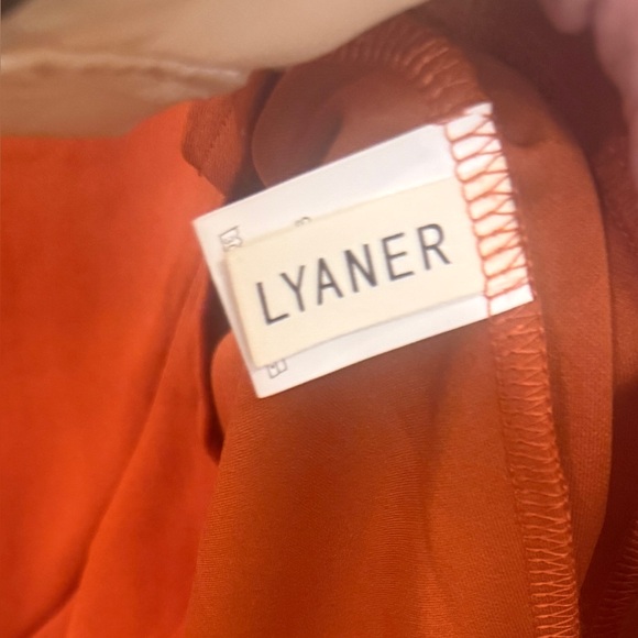 Lyaner Orange Off-Shoulder Dress slit hem with ruffle size M New Amazon return - Picture 2 of 8